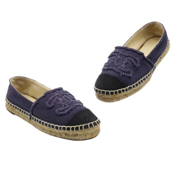 CHANEL Shoes - Chanel Espadrille 36 Linen Cc Flats CC-0203N-0004